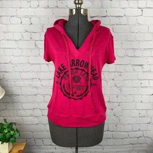 Passion I Womens Lake Arrowhead California Novelty Hooded Knit Shirt Sz L Pink